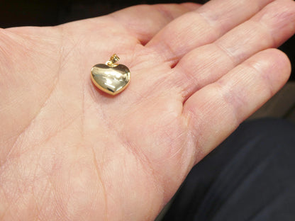 14k Real Solid Yellow Gold Polish Heart Charm Pendent