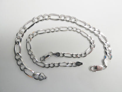 Real 925 Sterling Silver 8 Inch Figaro Concave Bracelet