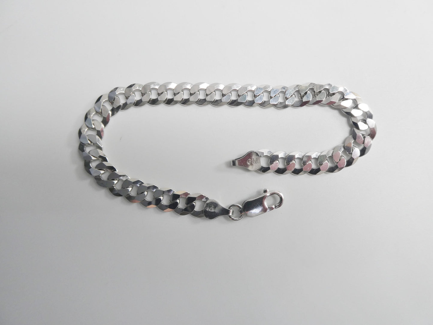 Real 925 Sterling Silver 8 Inch Curb Bracelet
