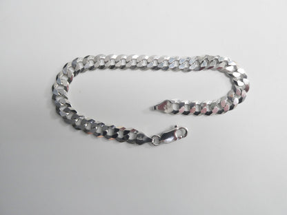 Real 925 Sterling Silver 8 Inch Curb Bracelet