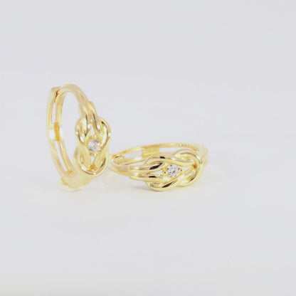 Real 10k Solid Yellow Gold Fancy Hoop Huggies Earrings