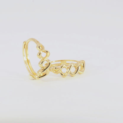 Real 10k Solid Yellow Gold Fancy Hoop Huggies Earrings