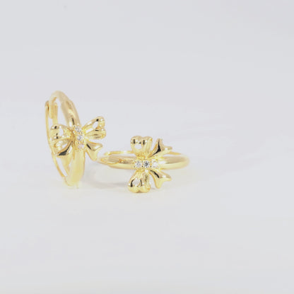 Real 10k Solid Yellow Gold Fancy Hoop Huggies Leaf Earrings