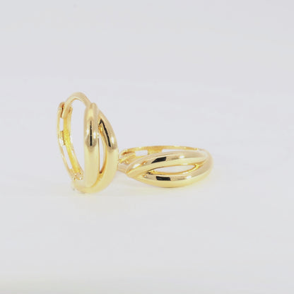Real 10k Solid Yellow Gold Fancy Hoop Huggies Earrings