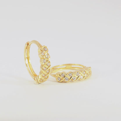Real 10k Solid Yellow Gold Fancy Hoop Huggies Earrings
