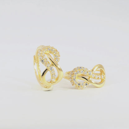 Real 10k Solid Yellow Gold Fancy Hoop Huggies Earrings